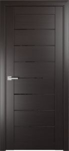Межкомнатная дверь ЛУ-7 венге (стекло лакобель черный, 900x2000)
